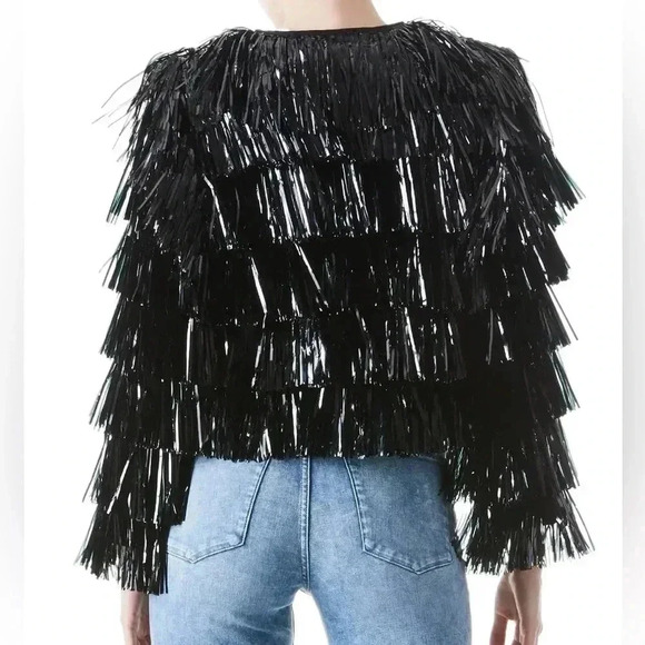 Alice and Olivia Womens Tinsel Cropped Collarless Blazer Size Medium - Picture 6 of 6